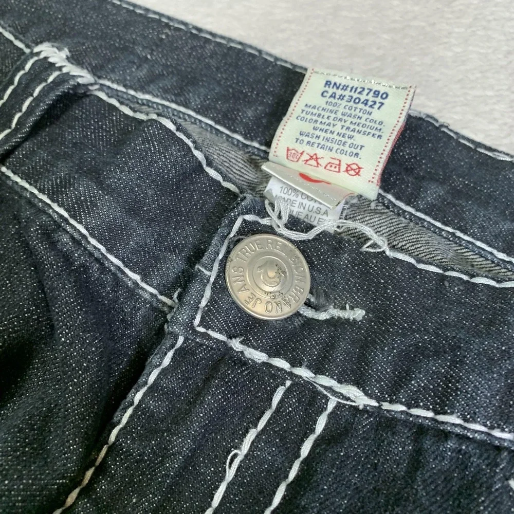 True Religion Bobby Super T Jeans Mens 40x34 Gray Dark Wash Straight USA Made